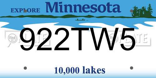 922TW5 Minnesota License Plate