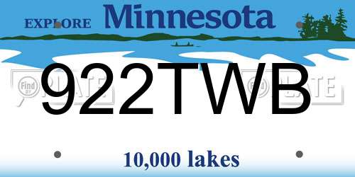 922TWB Minnesota License Plate