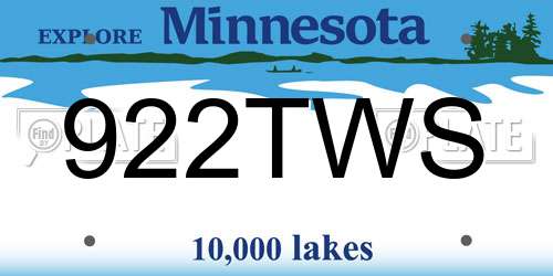 922TWS Minnesota License Plate