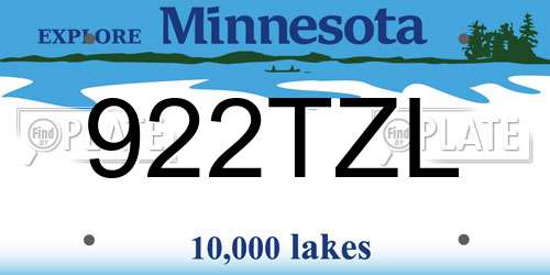 922TZL Minnesota License Plate