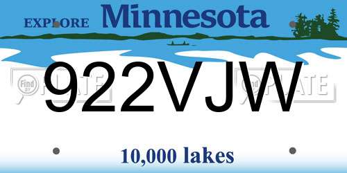 922VJW Minnesota License Plate
