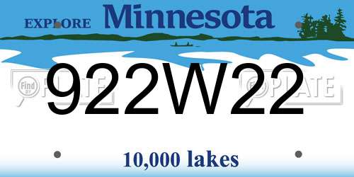 922W22 Minnesota License Plate