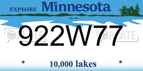922W77 Minnesota License Plate