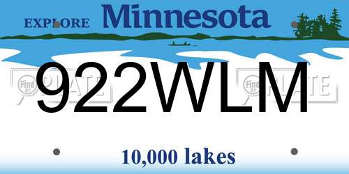 922WLM Minnesota License Plate