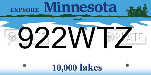 922WTZ Minnesota License Plate