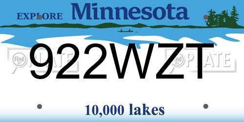 922WZT Minnesota License Plate