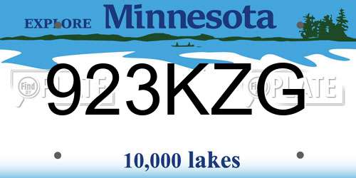 923KZG Minnesota License Plate