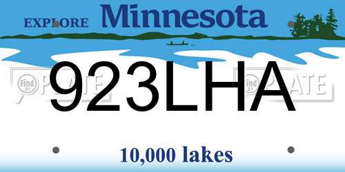 923LHA Minnesota License Plate