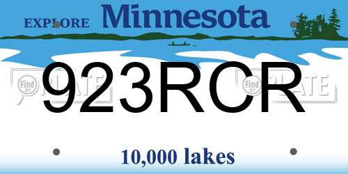 923RCR Minnesota License Plate