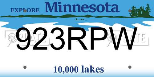 923RPW Minnesota License Plate