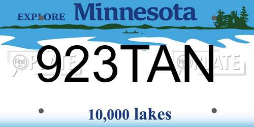 923TAN Minnesota License Plate