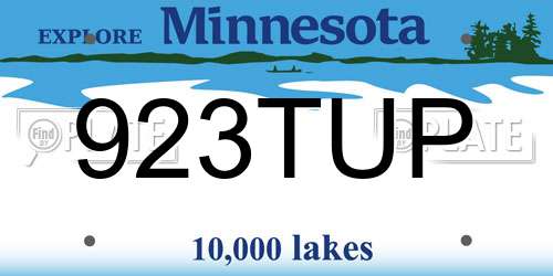923TUP Minnesota License Plate