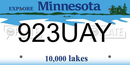 923UAY Minnesota License Plate