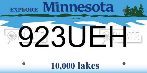 923UEH Minnesota License Plate