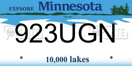 923UGN Minnesota License Plate