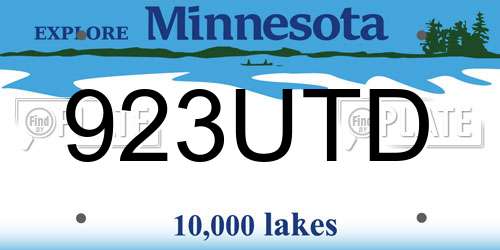 923UTD Minnesota License Plate