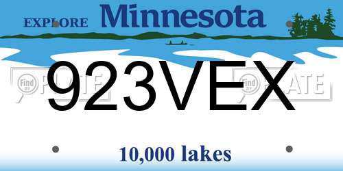923VEX Minnesota License Plate