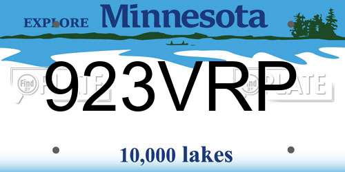 923VRP Minnesota License Plate