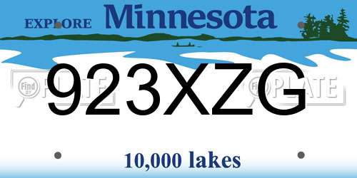 923XZG Minnesota License Plate