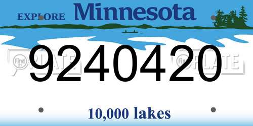 9240420 Minnesota License Plate