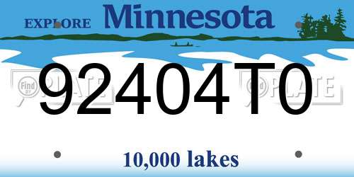 92404T0 Minnesota License Plate
