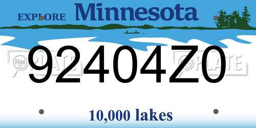 92404Z0 Minnesota License Plate