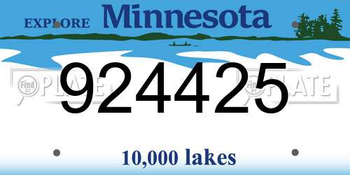 924425 Minnesota License Plate