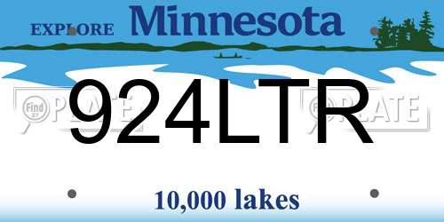 924LTR Minnesota License Plate