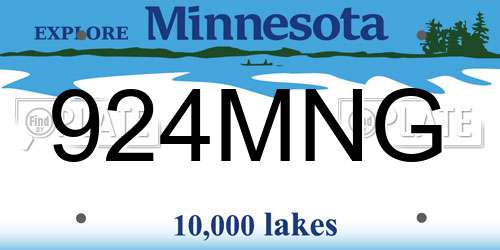 924MNG Minnesota License Plate