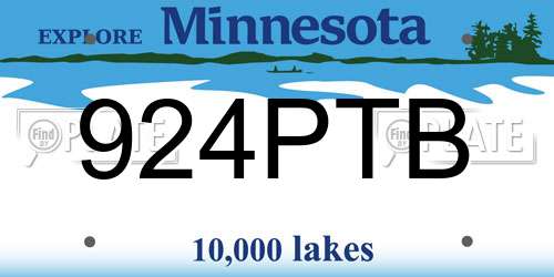 924PTB Minnesota License Plate