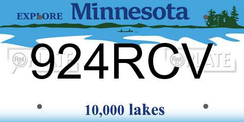 924RCV Minnesota License Plate