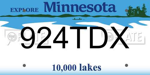 924TDX Minnesota License Plate