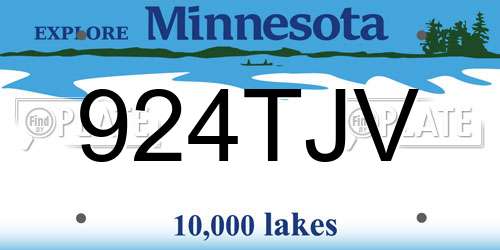 924TJV Minnesota License Plate