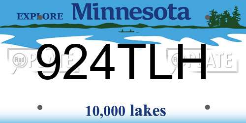 924TLH Minnesota License Plate
