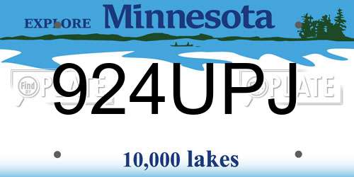 924UPJ Minnesota License Plate