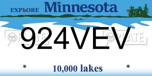 924VEV Minnesota License Plate
