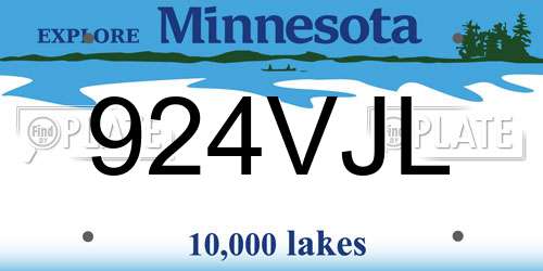 924VJL Minnesota License Plate