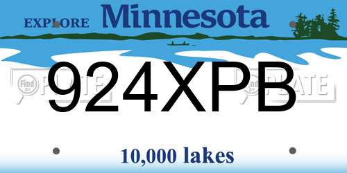 924XPB Minnesota License Plate