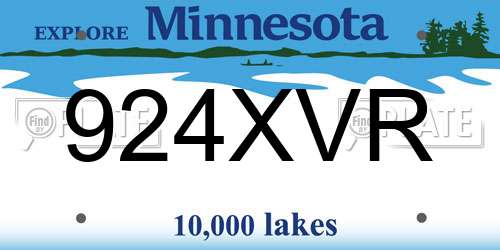 924XVR Minnesota License Plate