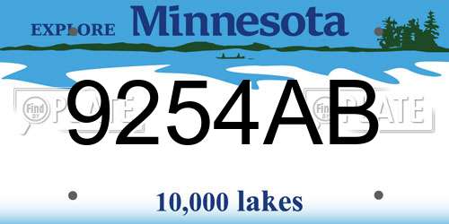 9254AB Minnesota License Plate