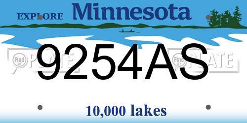 9254AS Minnesota License Plate
