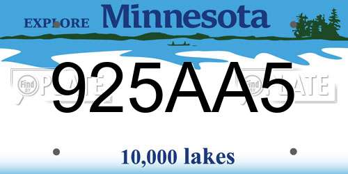925AA5 Minnesota License Plate