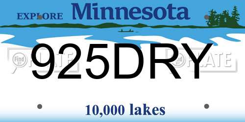 925DRY Minnesota License Plate