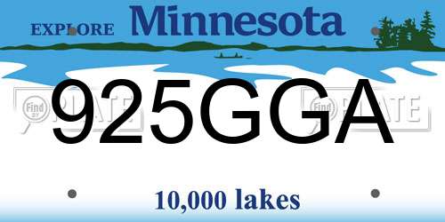 925GGA Minnesota License Plate
