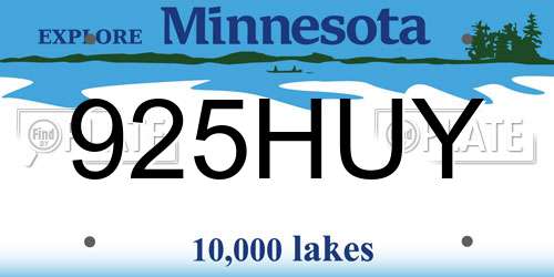 925HUY Minnesota License Plate