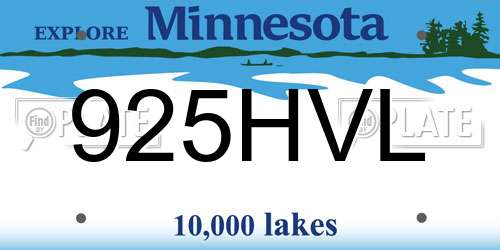 925HVL Minnesota License Plate