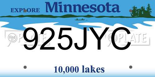 925JYC Minnesota License Plate