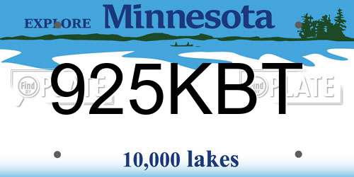 925KBT Minnesota License Plate