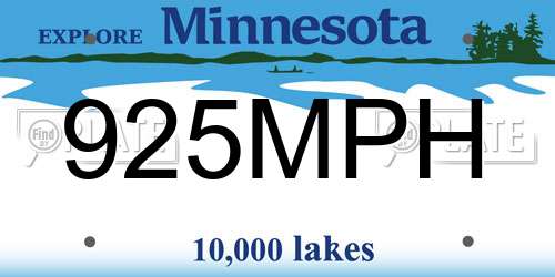 925MPH Minnesota License Plate