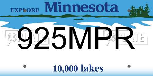 925MPR Minnesota License Plate